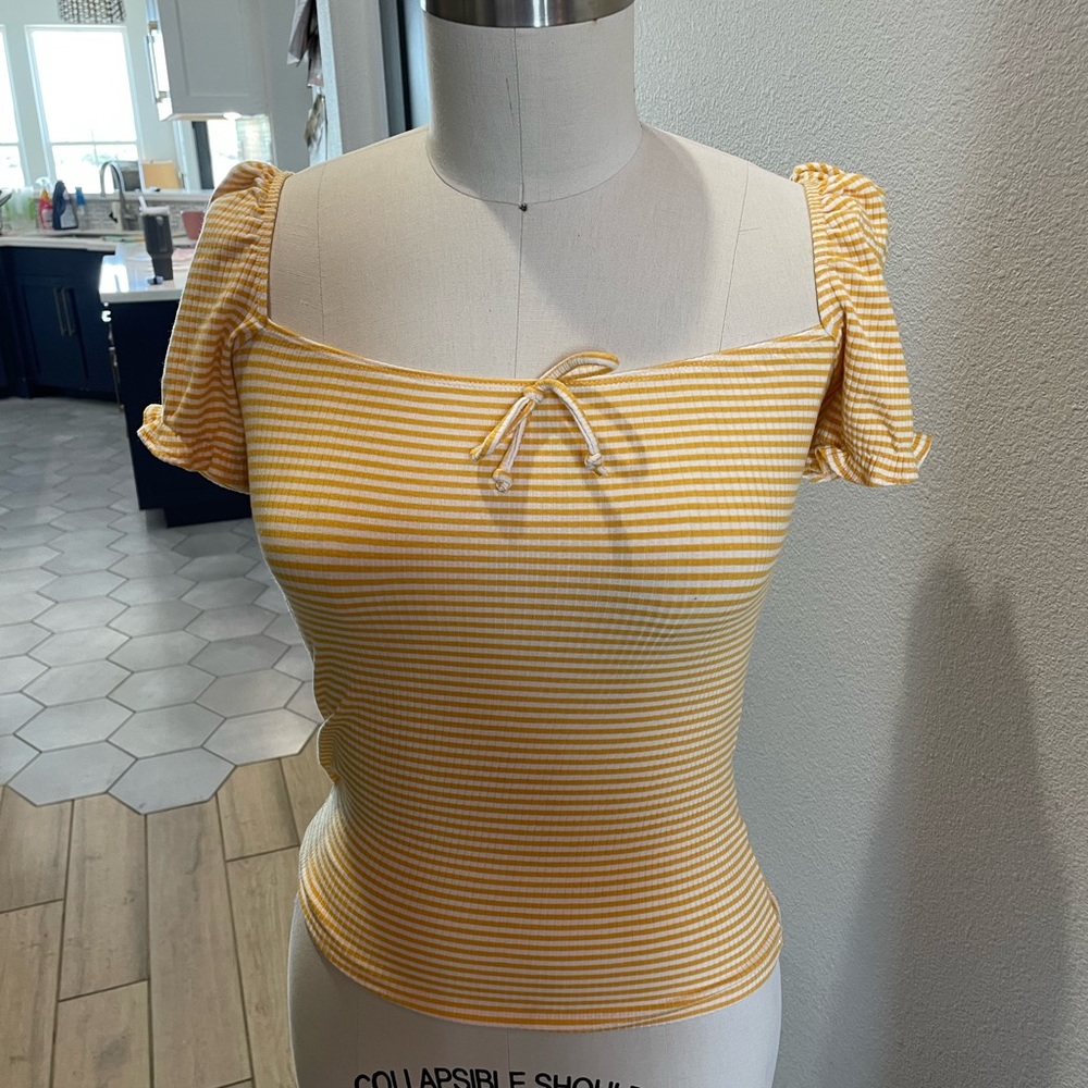 Reformation Square-neck Striped Top